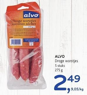 Promotions Alvo droge worstjes - Produit maison - Alvo - Valide de 19/10/2016 à 01/11/2016 chez Alvo