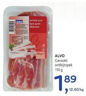 Promoties Alvo gerookt ontbijtspek - Huismerk - Alvo - Geldig van 19/10/2016 tot 01/11/2016 bij Alvo
