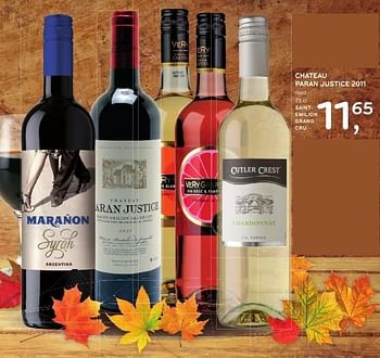 Promoties Chateau paran justice 2011 - Rode wijnen - Geldig van 19/10/2016 tot 01/11/2016 bij Alvo