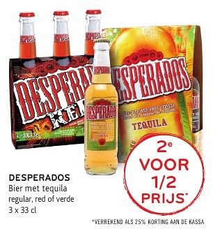 Promotions Desperados bier met tequila regular, red of verde - Desperados - Valide de 19/10/2016 à 01/11/2016 chez Alvo