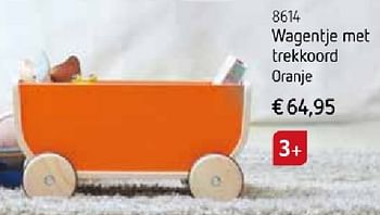 Promoties Wagentje met trekkoord oranje - Huismerk - De Speelvogel - Geldig van 01/10/2016 tot 31/12/2016 bij De Speelvogel