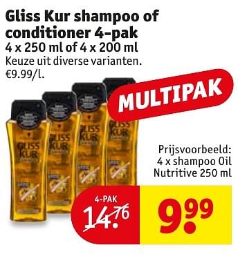 Promotions Gliss kur shampoo of conditioner - Schwarzkopf - Valide de 10/10/2016 à 23/10/2016 chez Kruidvat