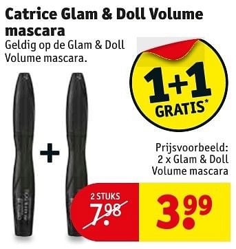 Promoties Catrice glam + doll volume mascara - Catrice - Geldig van 10/10/2016 tot 23/10/2016 bij Kruidvat