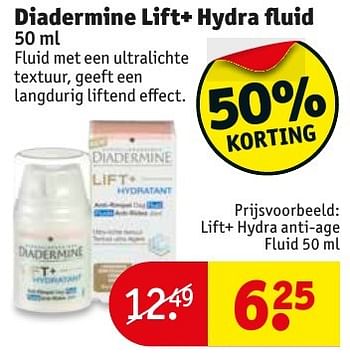 Promotions Diadermine lift+ hydra fluid - Diadermine - Valide de 10/10/2016 à 23/10/2016 chez Kruidvat