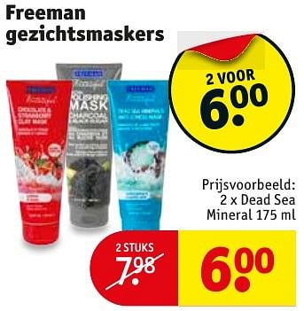 Promoties Freeman gezichtsmaskers dead sea mineral - Freeman - Geldig van 10/10/2016 tot 23/10/2016 bij Kruidvat