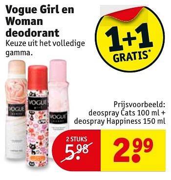 Promoties Vogue girl en woman deodorant - Vogue - Geldig van 10/10/2016 tot 23/10/2016 bij Kruidvat