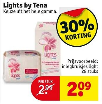 Promoties Lights by tena inlegkruisjes light - Tena - Geldig van 10/10/2016 tot 23/10/2016 bij Kruidvat