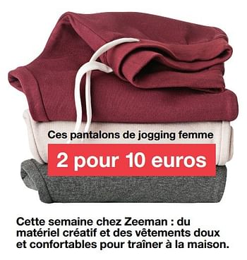 Promotions Ces pantalons de jogging femme - Produit maison - Zeeman  - Valide de 15/10/2016 à 21/10/2016 chez Zeeman