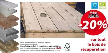 Promoties Bois de récupération sapin traité gris. - Huismerk - Gamma - Geldig van 19/10/2016 tot 24/10/2016 bij Gamma