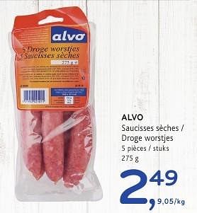 Promotions Alvo saucisses sèches - Produit maison - Alvo - Valide de 19/10/2016 à 01/11/2016 chez Alvo