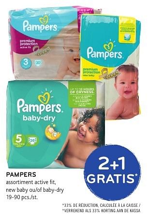 Promoties Pampers assortiment active fit, new baby ou baby-dry - Pampers - Geldig van 19/10/2016 tot 01/11/2016 bij Alvo