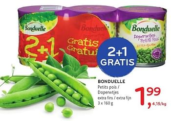 Promoties Bonduelle petits pois - Bonduelle - Geldig van 19/10/2016 tot 01/11/2016 bij Alvo