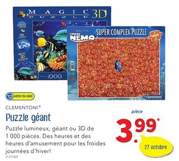 Promoties Puzzle géant - Clementoni - Geldig van 27/10/2016 tot 10/12/2016 bij Lidl