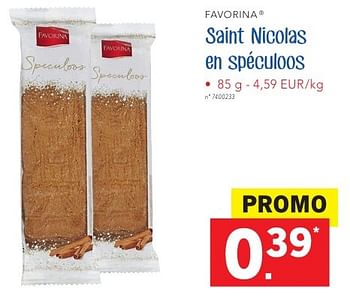 Promoties Saint nicolas en spéculoos - Favorina - Geldig van 27/10/2016 tot 10/12/2016 bij Lidl