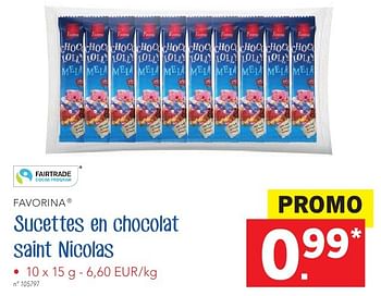 Promoties Sucettes en chocolat saint nicolas - Favorina - Geldig van 27/10/2016 tot 10/12/2016 bij Lidl