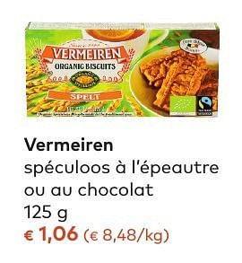 Promoties Vermeiren spéculoos à l`épeautre ou au chocolat - Vermeiren - Geldig van 05/10/2016 tot 01/11/2016 bij Bioplanet