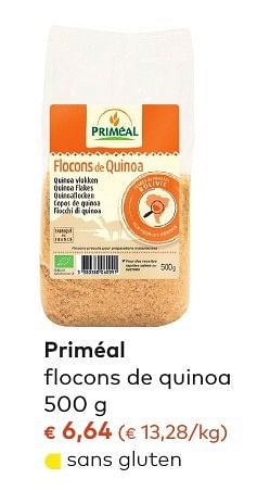 Promoties Priméal flocons de quinoa - Priméal - Geldig van 05/10/2016 tot 01/11/2016 bij Bioplanet