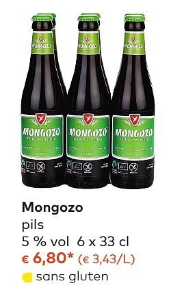 Promotions Mongozo pils - Mongozo - Valide de 05/10/2016 à 01/11/2016 chez Bioplanet