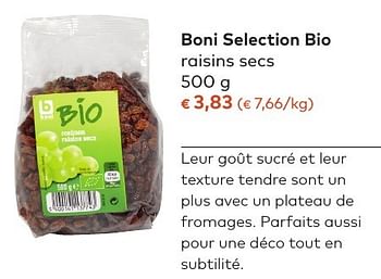 Promotions Boni selection bio raisins secs - Boni - Valide de 05/10/2016 à 01/11/2016 chez Bioplanet