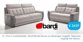 Promoties 3 + 2-zit in kwaliteitsleder - Bardi - Geldig van 09/10/2016 tot 27/11/2016 bij O & O Trendy Wonen