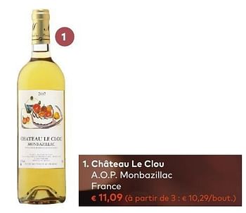 Promoties Château le clou a.o.p. monbazillac france - Witte wijnen - Geldig van 05/10/2016 tot 01/11/2016 bij Bioplanet