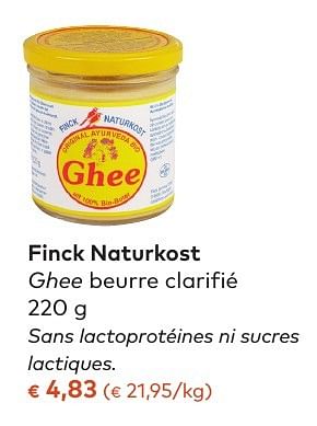 Promoties Finck naturkost ghee beurre clarifié - Finck Naturkost - Geldig van 05/10/2016 tot 01/11/2016 bij Bioplanet