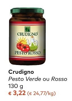 Promotions Crudigno pesto verde ou rosso - Crudigno - Valide de 05/10/2016 à 01/11/2016 chez Bioplanet