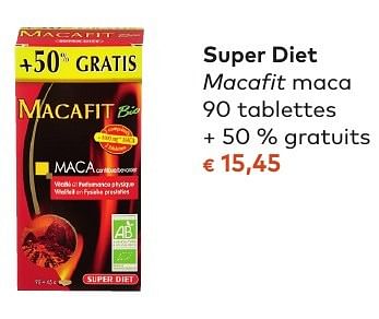 Promoties Super diet macafit maca - Super Diet - Geldig van 05/10/2016 tot 01/11/2016 bij Bioplanet