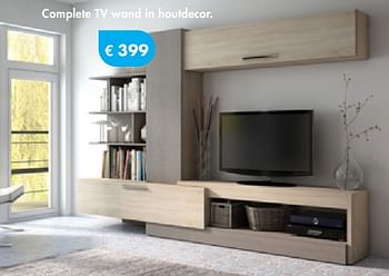 Promoties Complete tv wand in houtdecor. - Huismerk - O & O Trendy Wonen - Geldig van 09/10/2016 tot 27/11/2016 bij O & O Trendy Wonen