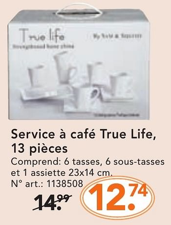 Promotions Service à café true life, 13 pièces - Sam&Squito - Valide de 10/10/2016 à 23/10/2016 chez Blokker