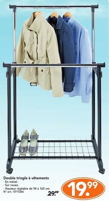 Promoties Double tringle à vêtements - Huismerk - Blokker - Geldig van 10/10/2016 tot 23/10/2016 bij Blokker