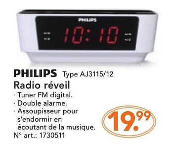 Promotions Philips radio réveil aj3115-12 - Philips - Valide de 10/10/2016 à 23/10/2016 chez Blokker