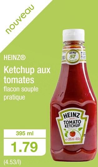 Promoties Ketchup aux tomates - Heinz - Geldig van 12/10/2016 tot 19/10/2016 bij Aldi