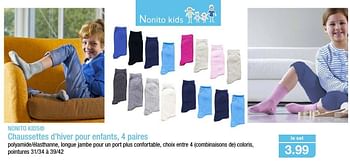 Promoties Chaussettes d`hiver pour enfants - NONITO KIDS - Geldig van 12/10/2016 tot 19/10/2016 bij Aldi
