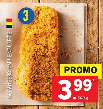 Promoties Gepaneerd varkenslapje - Huismerk - Lidl - Geldig van 17/10/2016 tot 22/10/2016 bij Lidl