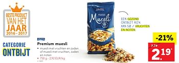 Promoties Premium muesli - Crownfield - Geldig van 17/10/2016 tot 22/10/2016 bij Lidl