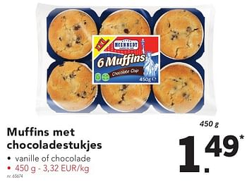 Promoties Muffins met chocoladestukjes - Mcennedy - Geldig van 17/10/2016 tot 22/10/2016 bij Lidl