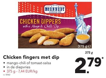 Promoties Chicken fingers met dip - Mcennedy - Geldig van 17/10/2016 tot 22/10/2016 bij Lidl