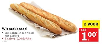 Promoties Wit stokbrood - Huismerk - Lidl - Geldig van 17/10/2016 tot 22/10/2016 bij Lidl