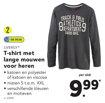 Promoties T-shirt met lange mouwen voor heren - Livergy - Geldig van 17/10/2016 tot 22/10/2016 bij Lidl
