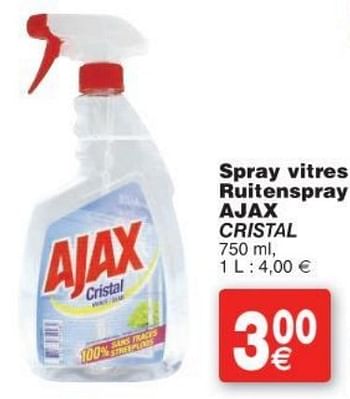 Promotions Spray vitres ruitenspray ajax cristal - Ajax - Valide de 11/10/2016 à 24/10/2016 chez Cora