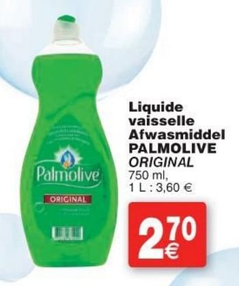 Promoties Liquide vaisselle afwasmiddel palmolive original - Palmolive - Geldig van 11/10/2016 tot 24/10/2016 bij Cora