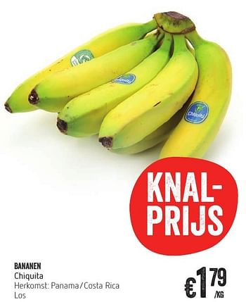 Promoties Bananen chiquita - Chiquita - Geldig van 13/10/2016 tot 19/10/2016 bij Delhaize
