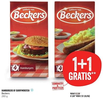 Promoties Hamburgers of curryworsten beckers - Beckers - Geldig van 13/10/2016 tot 19/10/2016 bij Delhaize