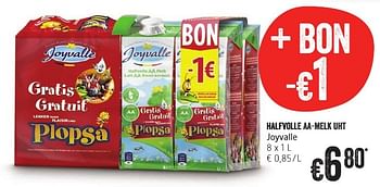Promoties Halfvolle aa-melk uht joyvalle - Joyvalle - Geldig van 13/10/2016 tot 19/10/2016 bij Delhaize
