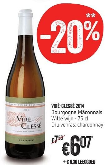Promoties Viré-clessé 2014 bourgogne mâconnais - Witte wijnen - Geldig van 13/10/2016 tot 19/10/2016 bij Delhaize