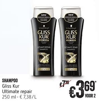 Promoties Shampoo gliss kur ultimate repair - Schwarzkopf - Geldig van 13/10/2016 tot 19/10/2016 bij Delhaize