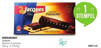 Promoties Chocoladetablet jacques banaan of panaché - Jacques - Geldig van 13/10/2016 tot 19/10/2016 bij Delhaize