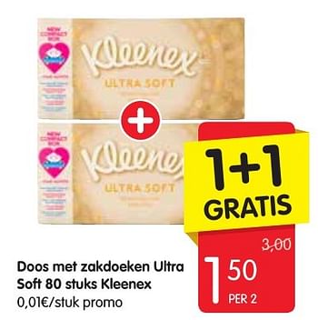 Promotions Doos met zakdoeken ultra soft kleenex - Kleenex - Valide de 13/10/2016 à 19/10/2016 chez Red Market