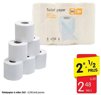Promoties Toiletpapier 6 rollen 365 - 365 - Geldig van 13/10/2016 tot 19/10/2016 bij Red Market